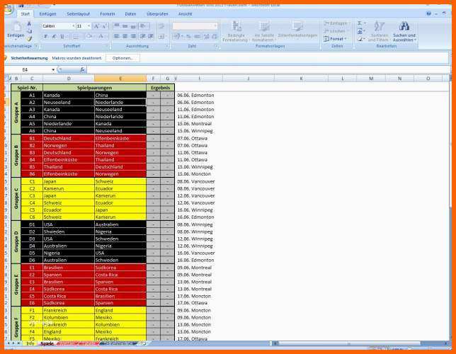 Perfekt Excel Spielplan Zur Frauenfussball Wm Download