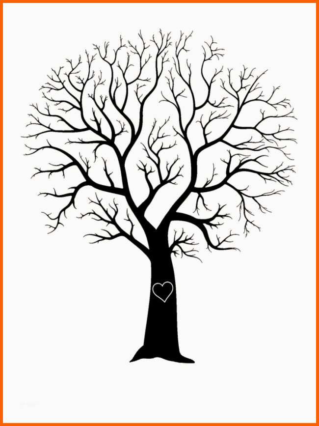 Perfekt Fingerabdruck Baum Vorlage Herz Stamm Drucken Gratis