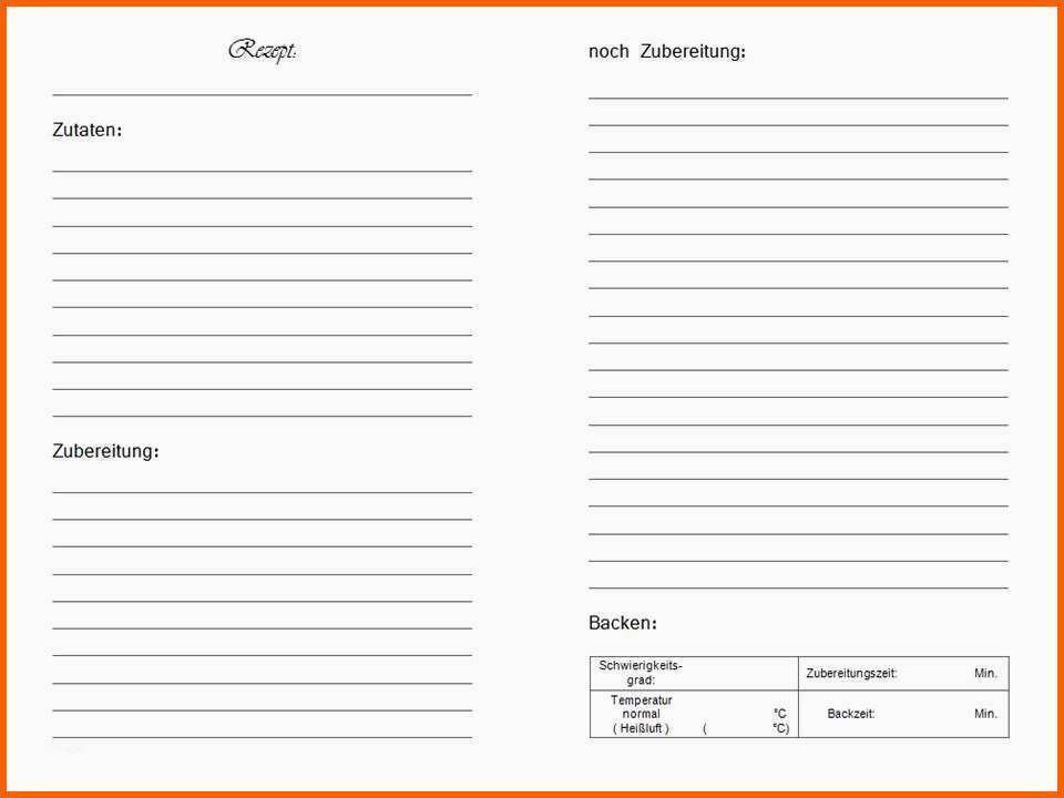 Perfekt Kochbuch Vorlage Word Bewundernswert Großzügig Vorlage Für