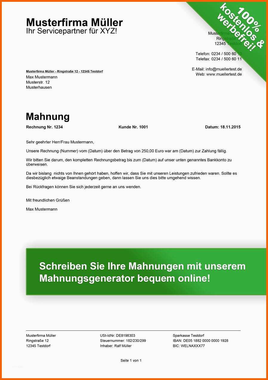 Perfekt Letzte Mahnung Vorlage Kostenlos 10 Zahlungserinnerung