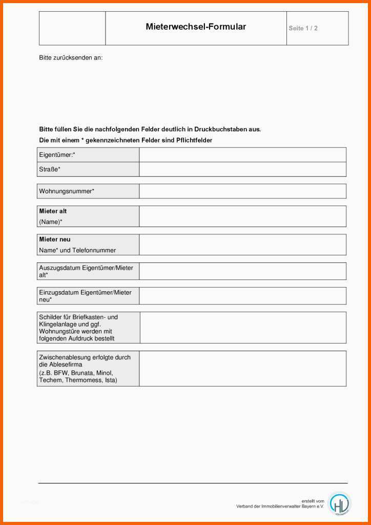 Perfekt Mieterwechsel formular – formular Zum Kostenlosen Download