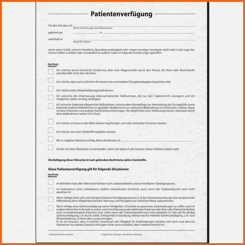 Perfekt Patientenverfügung Vorlage Bundesministerium Beste Sigel