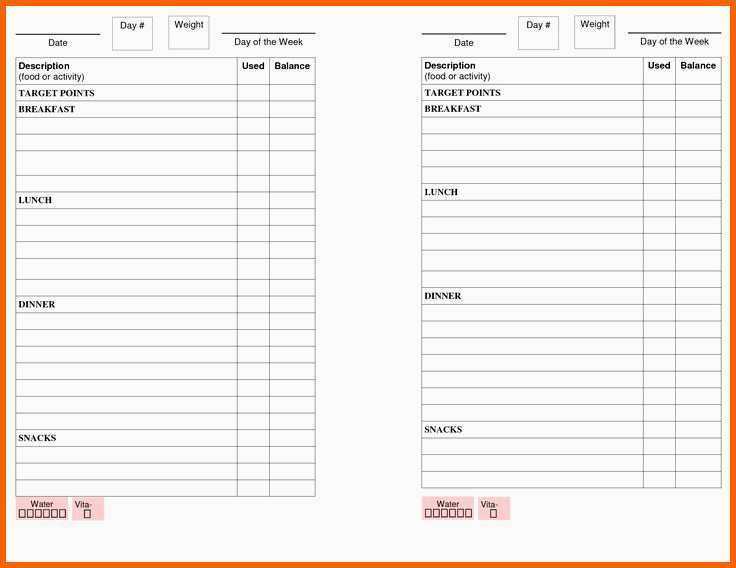 Perfekt Printable Weight Watchers Point Book