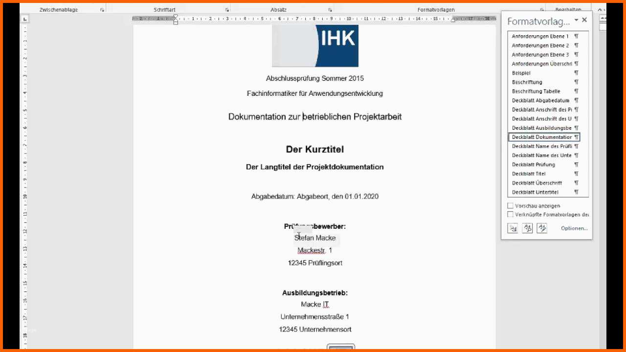 Perfekt Projektdokumentation Vorlage Word – Vorlagens Download