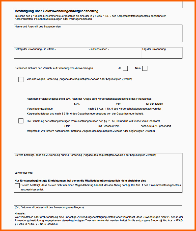 Perfekt Spendenquittung Vom Verein Ohne Spende Geld Steuern