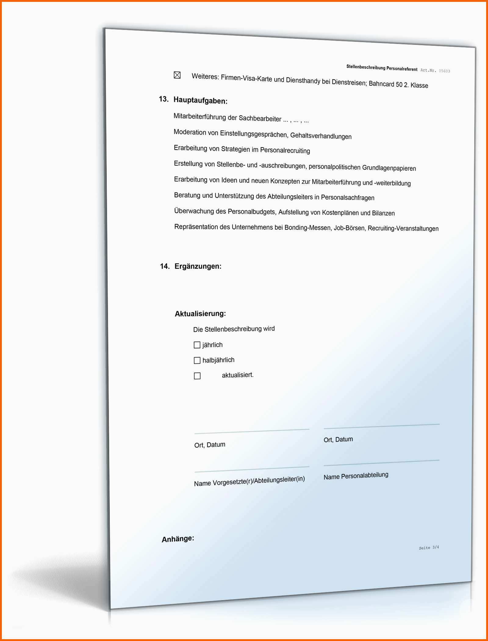 Perfekt Stellenbeschreibung Personalreferent