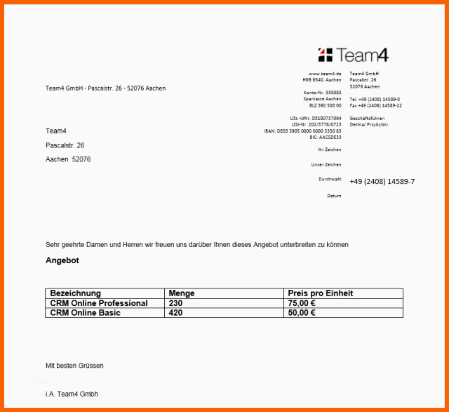 Perfekt Team4 Crm 2016 Word Angebot Team4