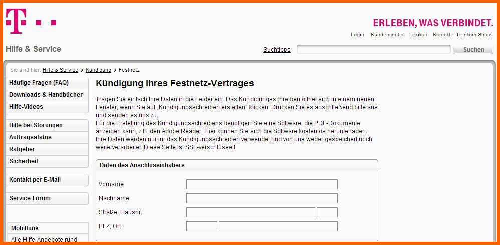 Perfekt Telekom Kündigung Vorlage Word – Wordde