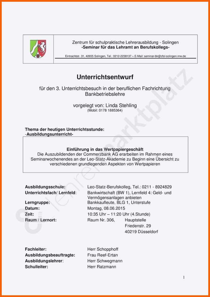 Perfekt Unterrichtsentwurf Vorlage
