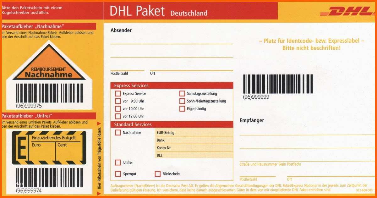 Perfekt Vorlage Paketaufkleber Word Mechanismus In Autos Dhl