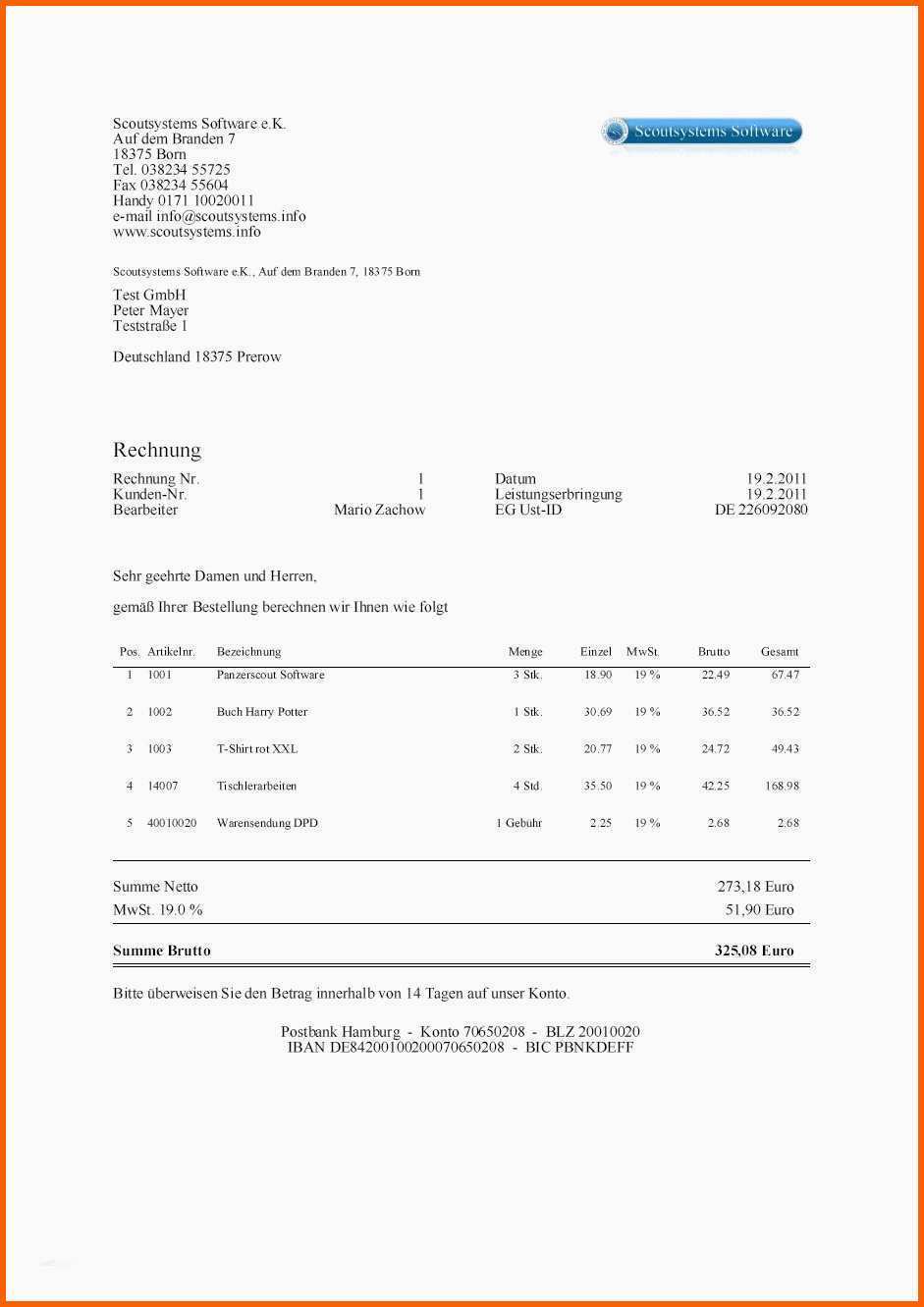 vorlage rechnung privat 7747