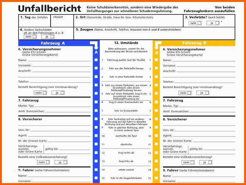 Perfekt Vorlage Unfallbericht Download Chip