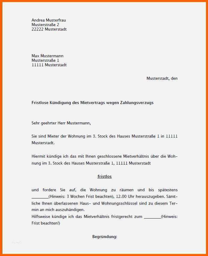 Perfekt Wohnung Kündigen Vorlage Kostenlos Luxus 9 Kündigung