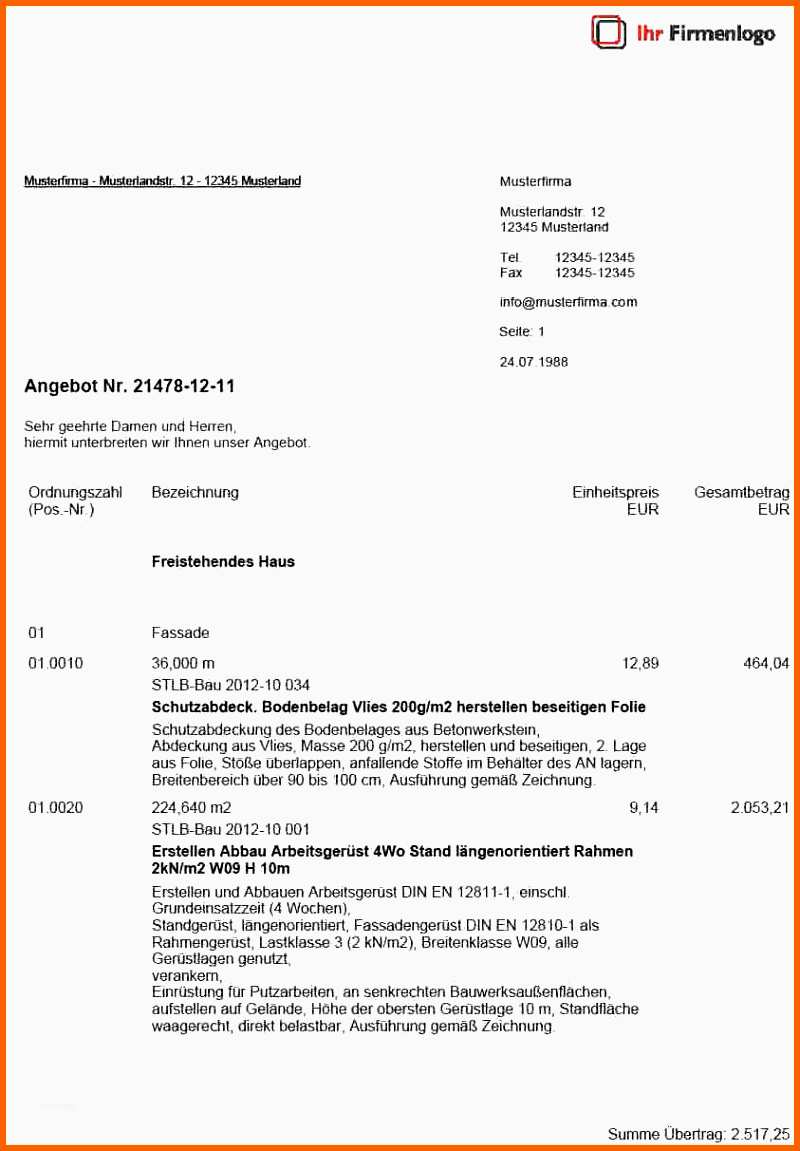 Phänomenal 11 Angebotsschreiben Muster Kostenlos Vorlagen123