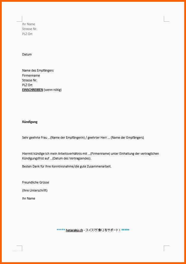 Phänomenal 18 Kundigung Minijob Vorlage