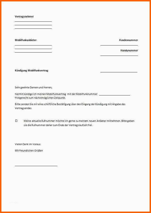 Phänomenal 20 Kündigungsschreiben Vodafone Vorlage