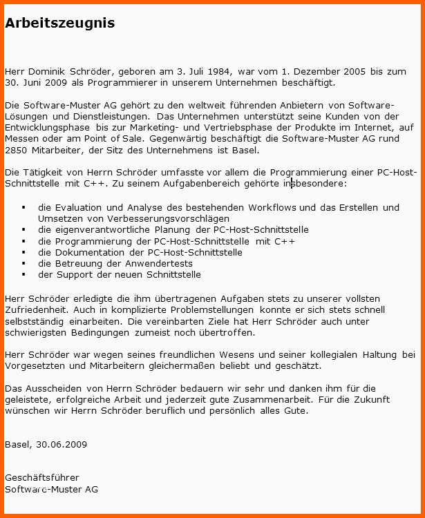 Phänomenal Arbeitszeugnis Muster Vorlage