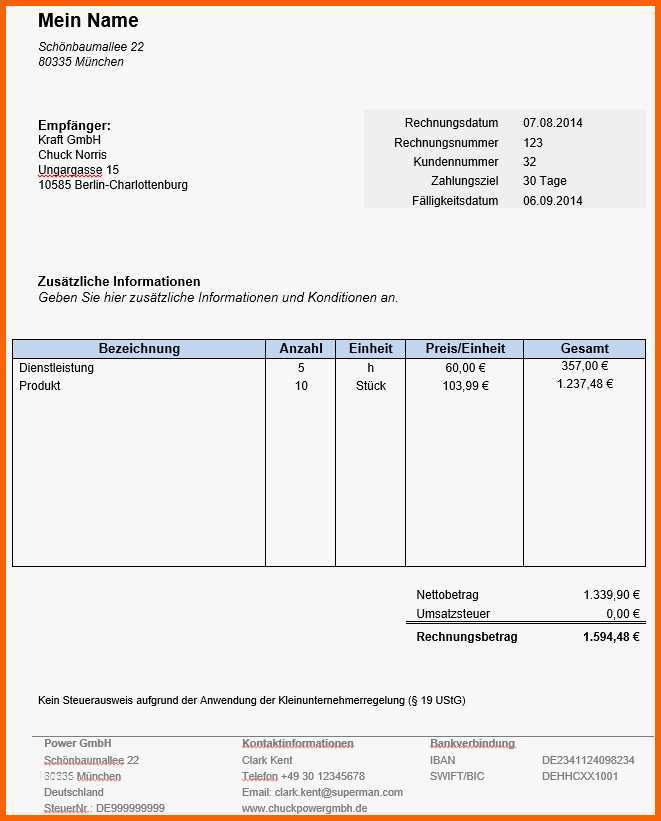 Phänomenal Aufmaß Vorlage Pdf Neu Rechnung Kleinunternehmer