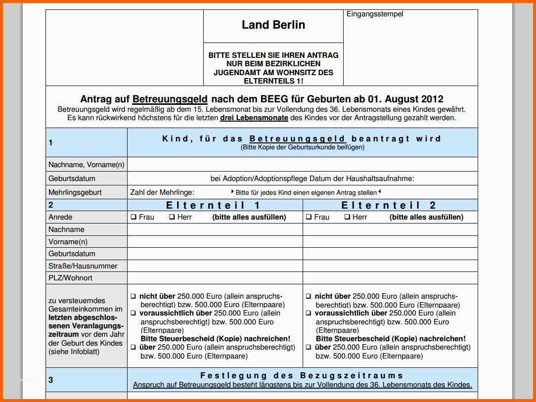 Phänomenal Betreuungsgeld Antrag Vorlage Download Chip