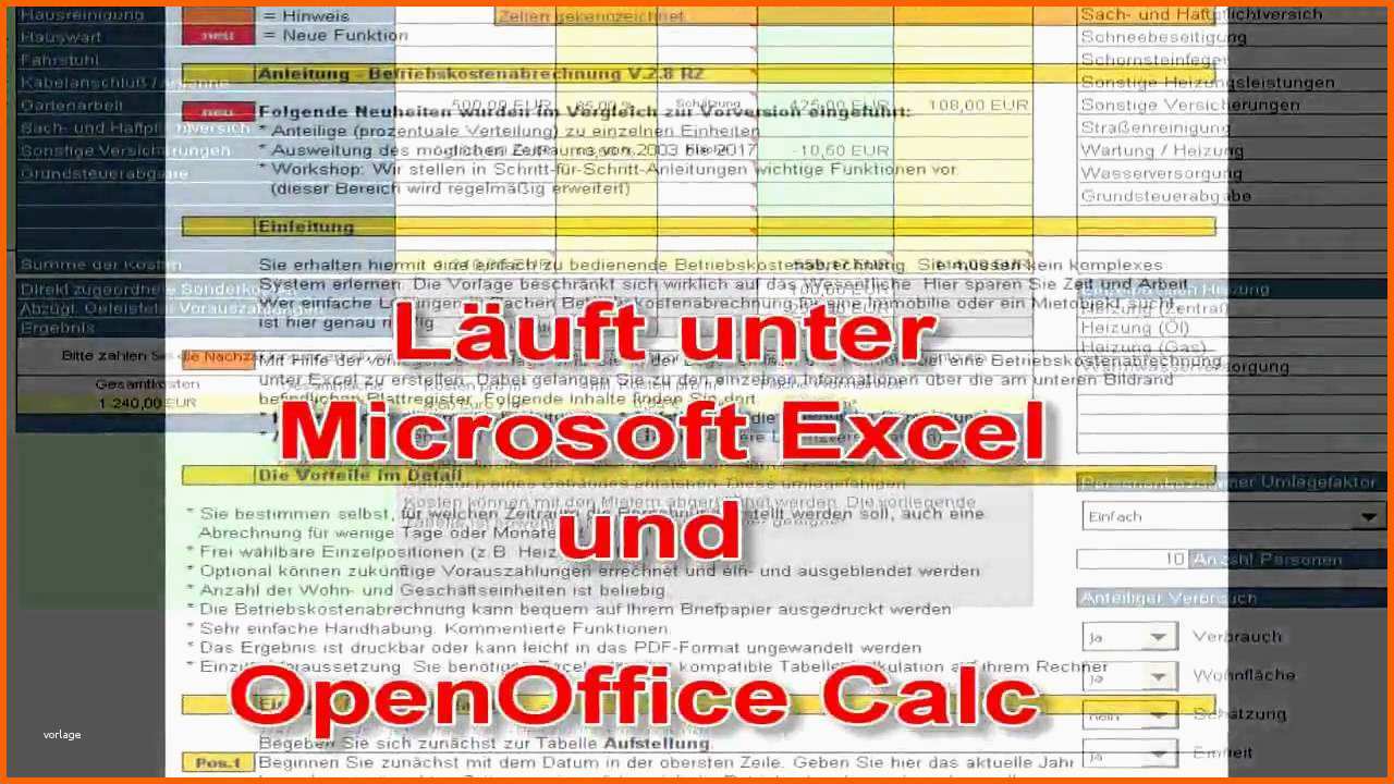 Phänomenal Betriebskostenabrechnung Pro Unter Excel Vorlage Zum