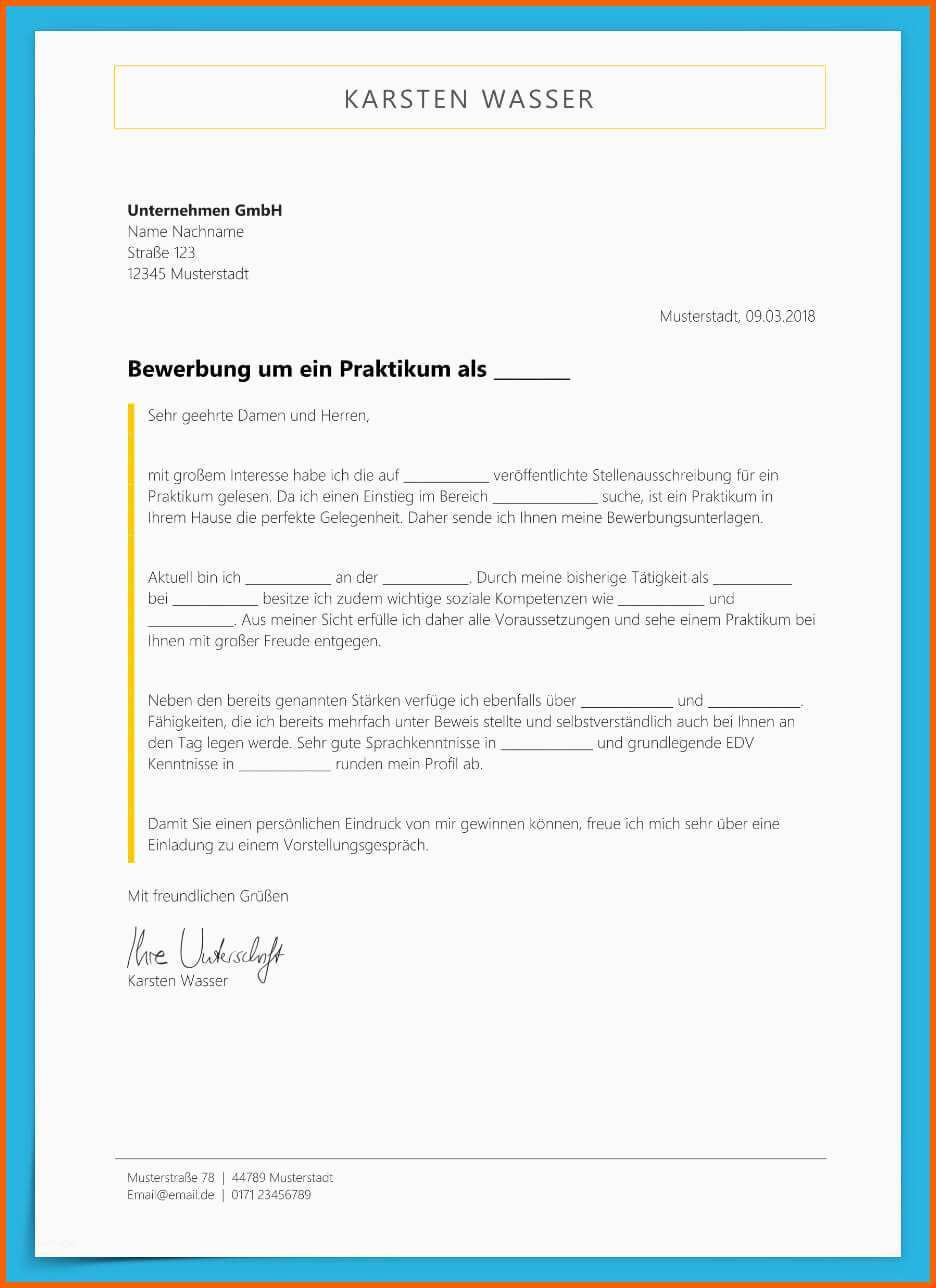 Phänomenal Bewerbungsvorlage Praktikum Kostenloser Download