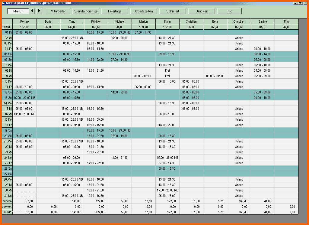 Phänomenal Dienstplan Excel Vorlage Schön Gallery Personal