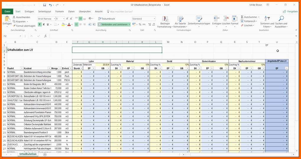 Phänomenal Excel Vorlage Erstellen Gaeb Ausschreibungen Export Gaeb