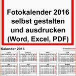 Phänomenal Fotokalender 2016 Als Word Vorlagen Zum Ausdrucken Kostenlos