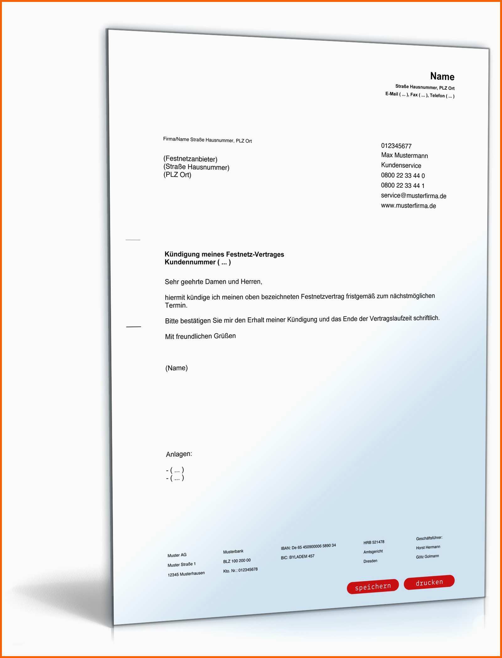 Phänomenal Fristgemäße Kündigung Festnetzvertrag