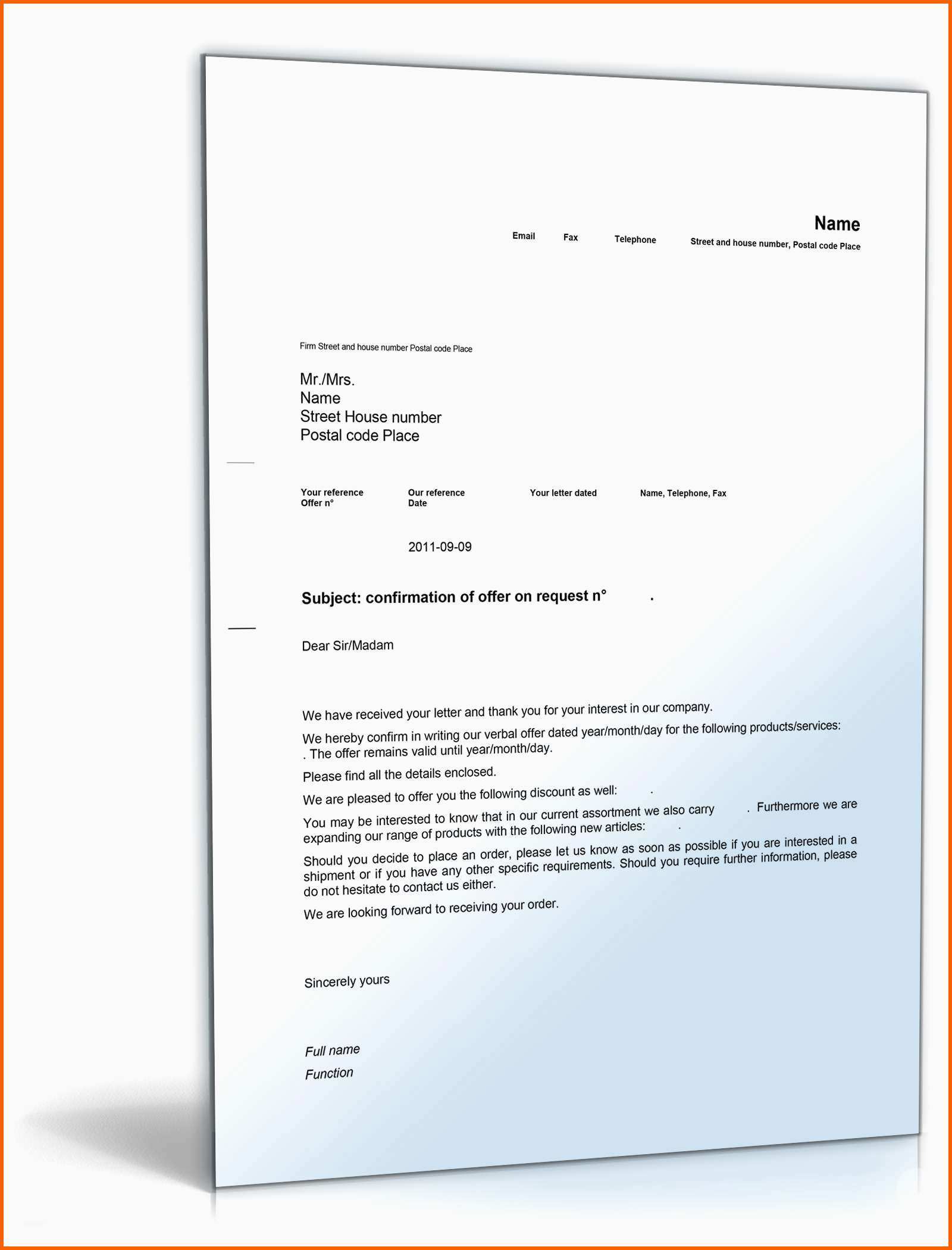 Phänomenal Geschäftsbrief Angebot Auf Anfrage Englisch Muster Zum