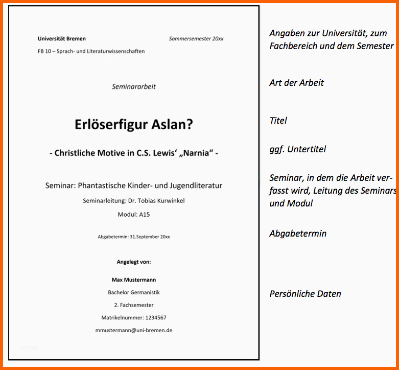 Phänomenal Hausarbeit Muster Line