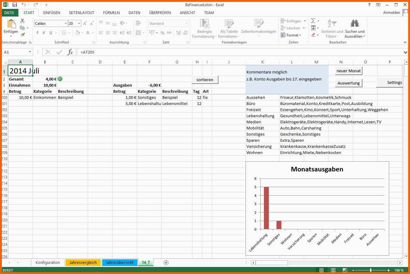Phänomenal Haushaltsplan Mit Excel Befinanced Download Chip