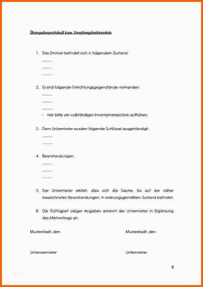 Phänomenal Kündigung Untermietvertrag Vorlage Kostenlos