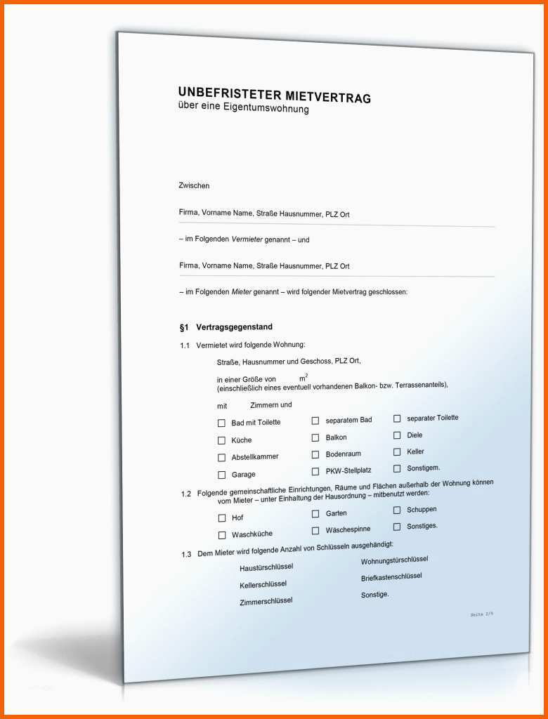 Phänomenal Mietvertrag Eigentumswohnung