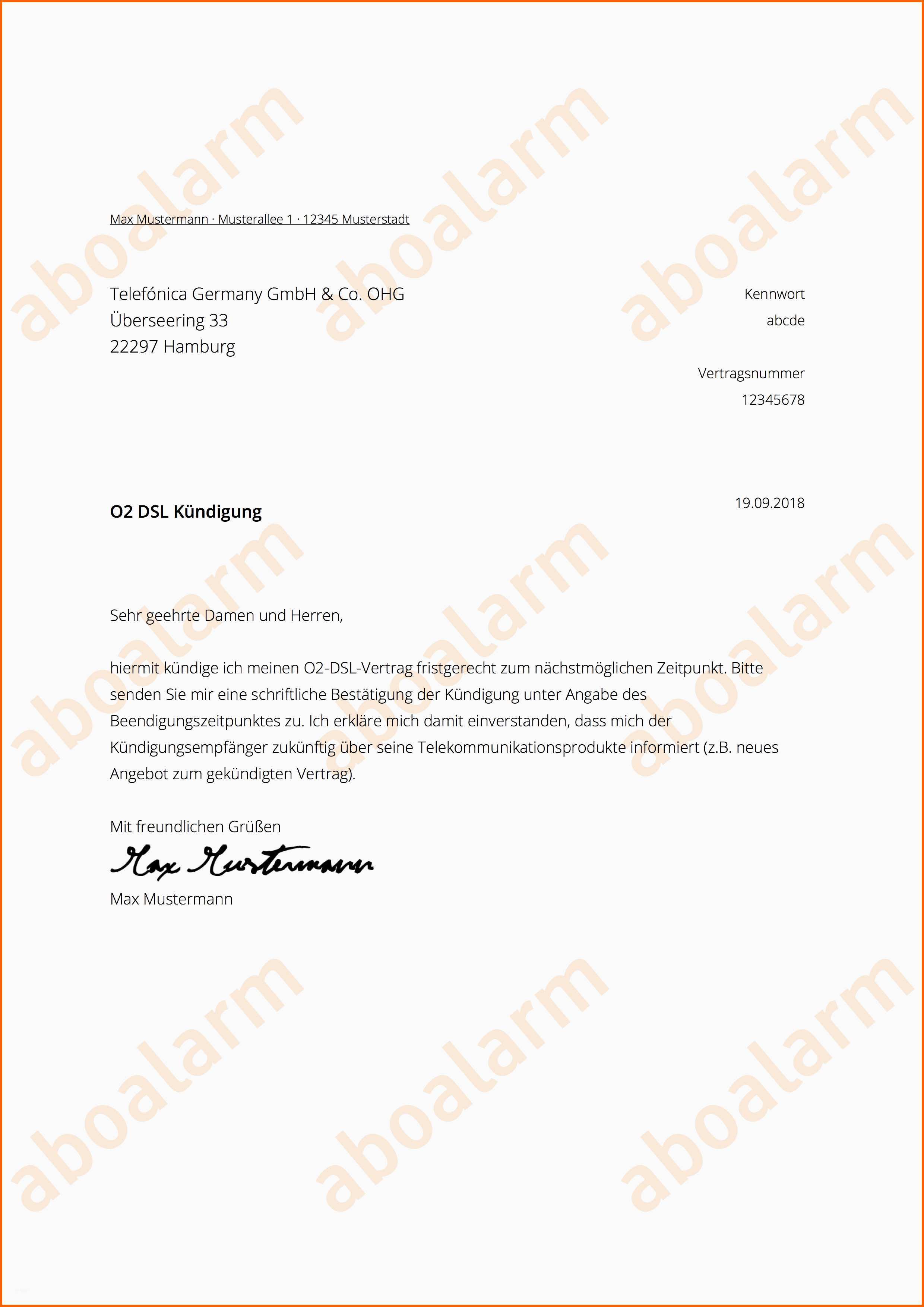 Phänomenal O2 Kündigen Geprüfte Vorlage