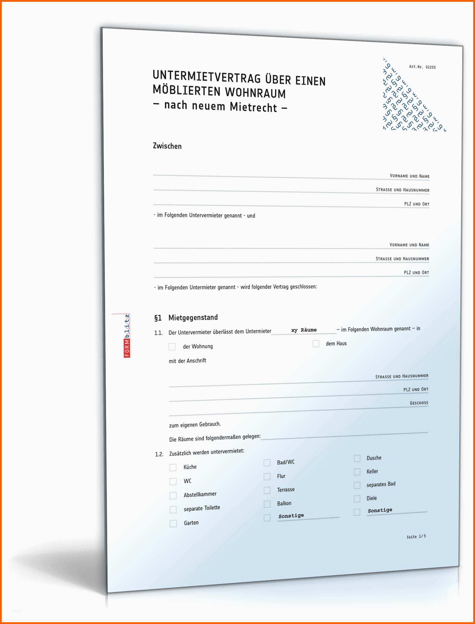 Phänomenal Untermietvertrag Möblierte Wohnung Muster Zum Download