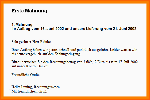 Schockieren 11 1 Mahnung Vorlage