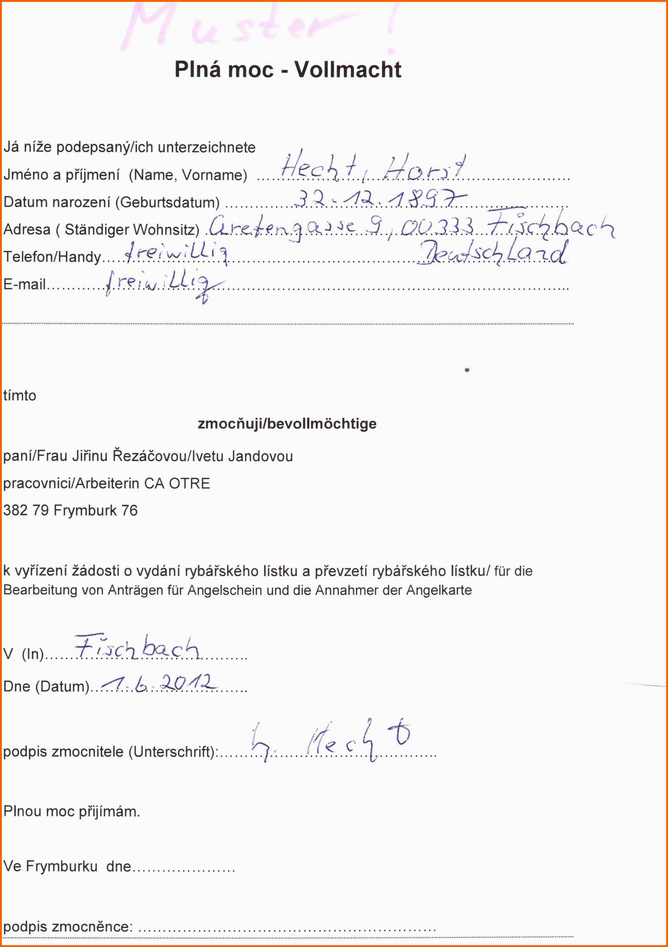 Schockieren 13 Muster Vollmacht