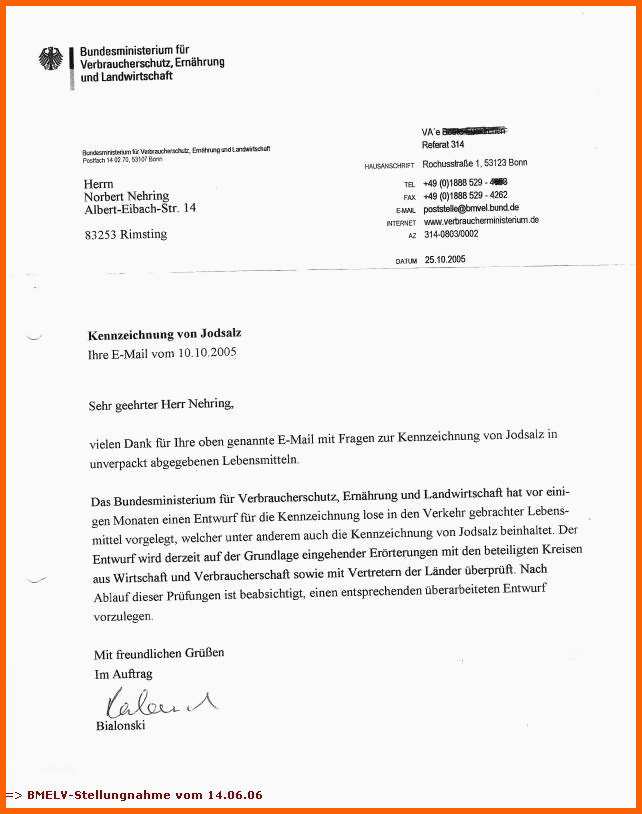 Schockieren 15 Stellungnahme Vorlage