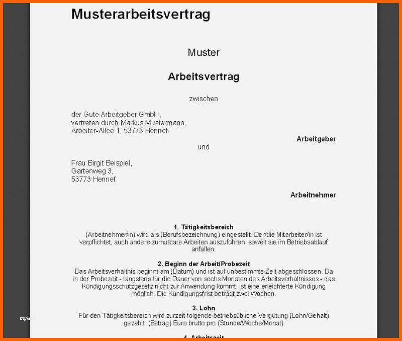 Schockieren 20 Befristeter Arbeitsvertrag Muster Kostenlos