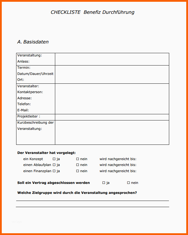 Schockieren Checkliste Benefizveranstaltung Vorlage Zum Download