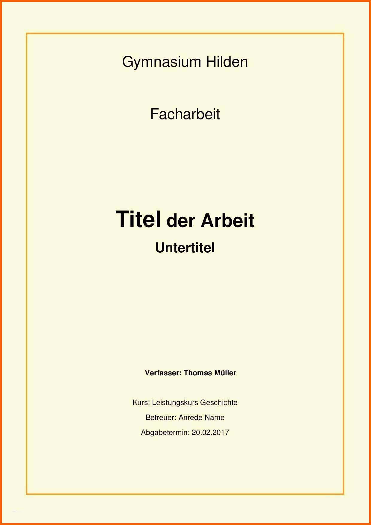 Schockieren Deckblatt Hausarbeit Vorlage Bewundernswert Word Vorlage