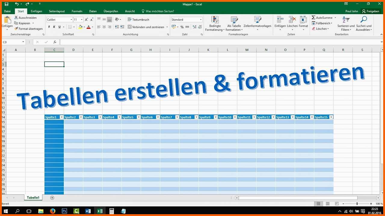 Schockieren Excel Tabelle Erstellen Und formatieren [tutorial 2016
