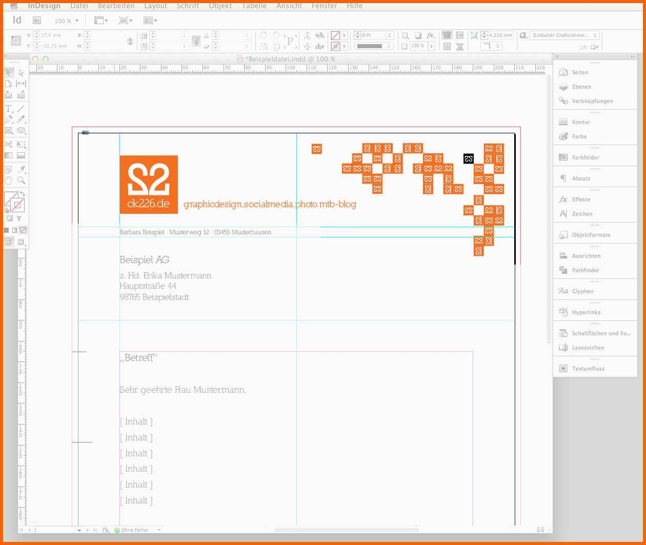 Schockieren In 6 Steps Einen Briefbogen Im Indesign Erstellen