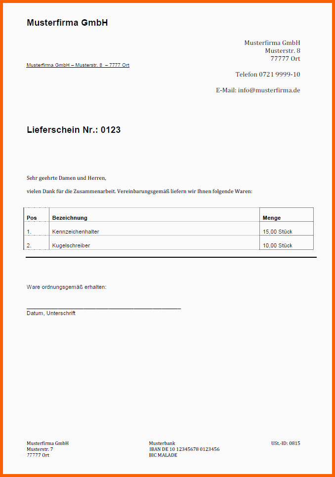 Schockieren Kostenlose Lieferschein Vorlagen Grundlagen Und Anleitung