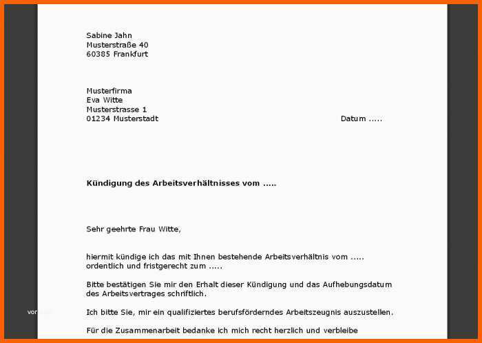 Schockieren Kündigung Arbeitnehmer Vorlage