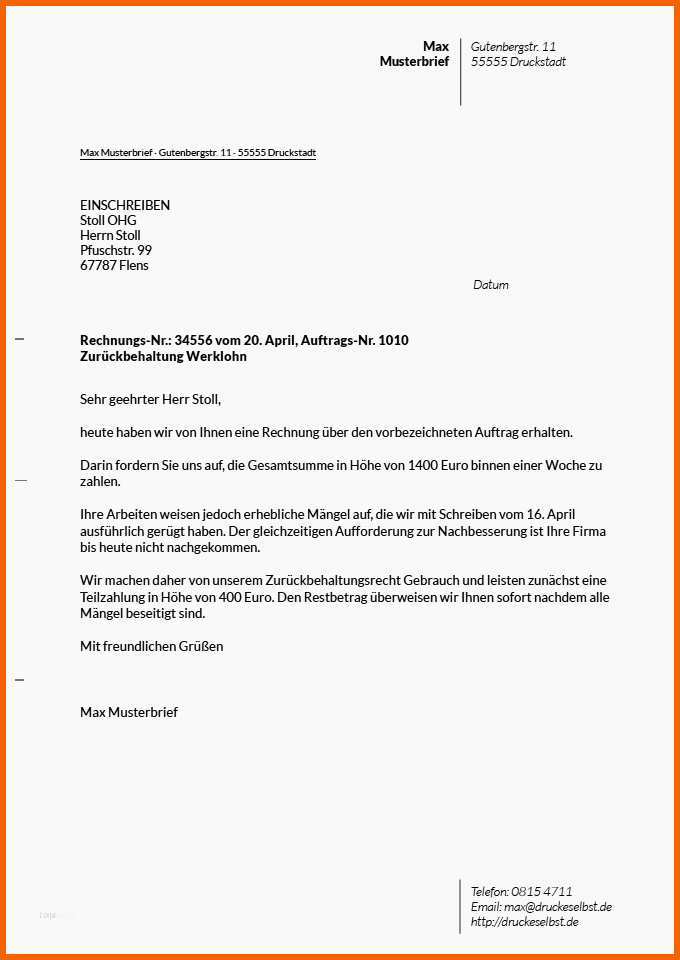 Schockieren Mängelrüge Vorlage Inspiration Drucke Selbst Musterbriefe