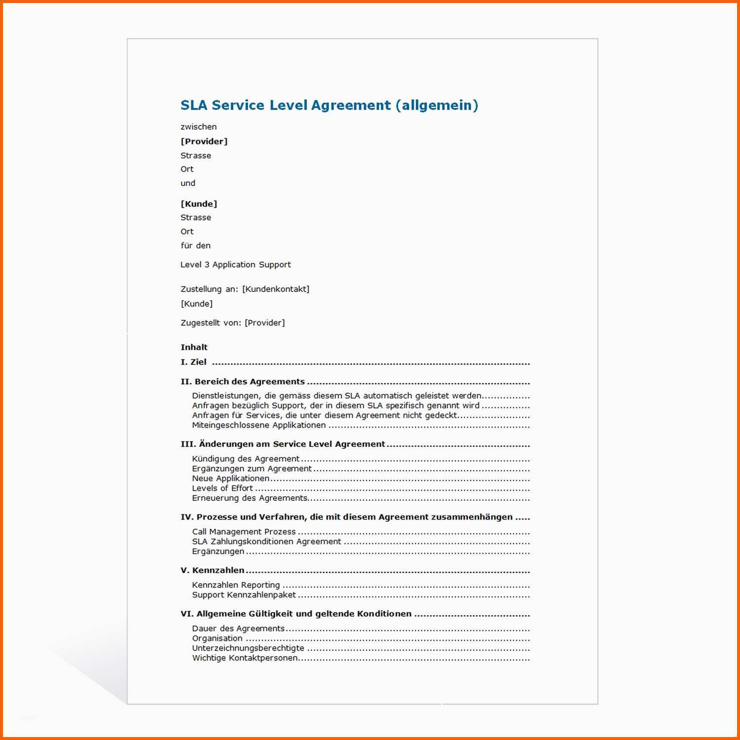 Schockieren Muster Service Level Agreement Sla