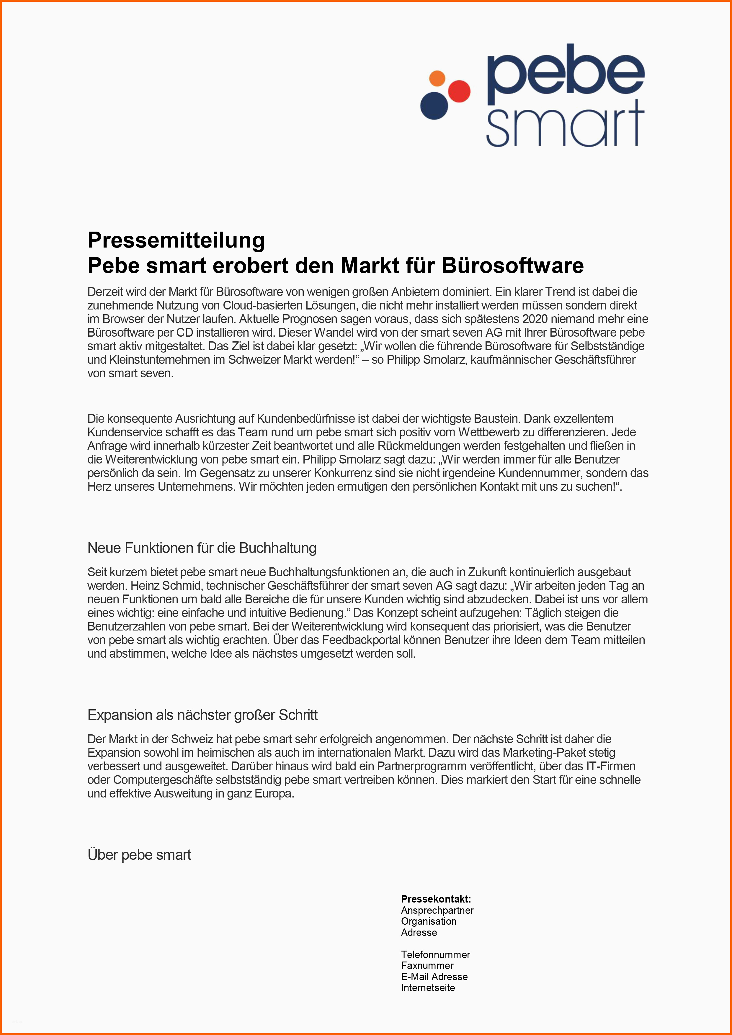 Schockieren Pressemitteilung Vorlage Schweiz