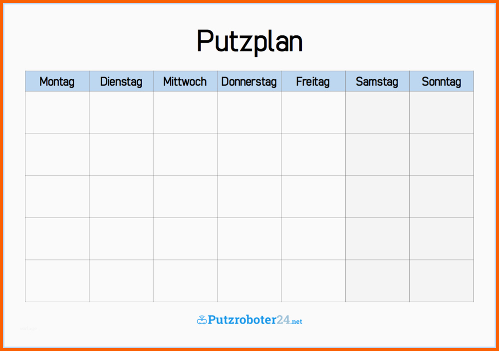 Schockieren Putzplan Wochenplan Einfache Putzplan Vorlage